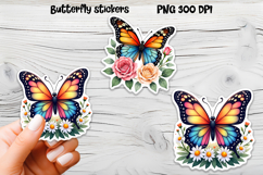 Butterfly flower stickers | Summer butterfly PNG stickers Product Image 1