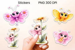Cute whimsical butterfly stickers printable PNG Product Image 1