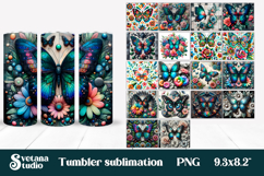 Butterfly flower tumbler PNG bundle | Summer vibes tumbler Product Image 6