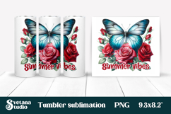 Butterfly flower tumblerPNG design | Summer vibes tumbler Product Image 1