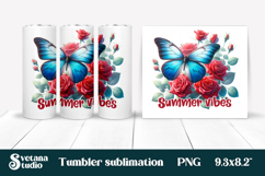 Butterfly flower tumblerPNG design | Summer vibes tumbler Product Image 1