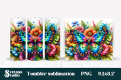 Butterfly flower tumbler PNG bundle | Summer vibes tumbler Product Image 8