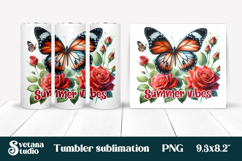 Butterfly flower tumblerPNG design | Summer vibes tumbler Product Image 1