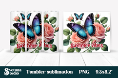 Butterfly flower tumblerPNG design | Summer vibes tumbler Product Image 1
