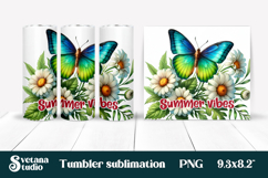 Butterfly flower tumblerPNG design | Summer vibes tumbler Product Image 1