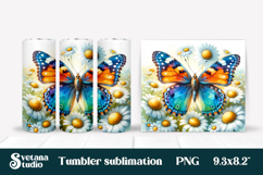 Butterfly flower tumbler PNG bundle | Summer vibes tumbler Product Image 7