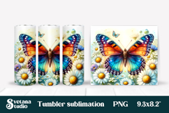 Butterfly flower tumbler PNG bundle | Summer vibes tumbler Product Image 5