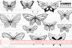 Butterfly Doodle LineArt Laser Cut SVG Bundle Product Image 1
