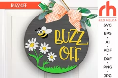 buzz of svg, bee hanger svg, spring door svg, welcome sign svg, farm wood sign dxf, seasonal door svg, round hanging sign svg, laser cut file, layered sign svg, countryside sign, bee silhouette svg, hive sign svg, farmhouse sign svg, glowforge cut file