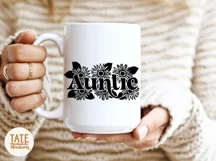 Auntie boho sunflower SVG cut file - Retro floral aunt svg Product Image 3