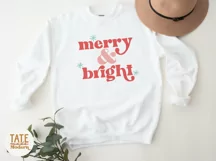 Merry & bright SVG cut file - Retro Christmas shirt svg Product Image 2