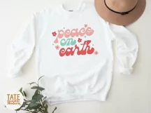 Peace on earth SVG cut file - Retro Christmas shirt svg Product Image 2