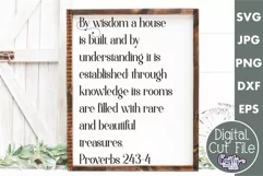 By Wisdom | Proverbs 24 Christian Farmhouse Home Sign Svg Product Image 1