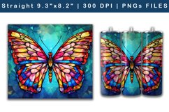 Stained Glass Butterfly Tumbler Sublimation Wrap Product Image 2