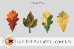 Quilted Fabric PNG Leaves 4 Product Image 4