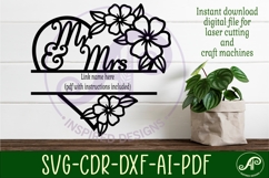 Mr and Mrs wedding floral heart name sign Product Image 3
