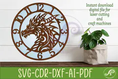 Dragon Clock Laser Cut File, Fantasy Dragon Wall Clock SVG Product Image 3