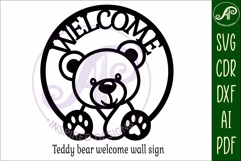 Welcome Teddy bear wall sign svg laser cut file Product Image 2