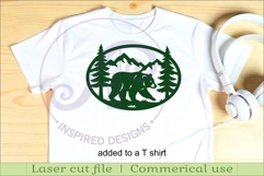 Black Bear mountain scene Oval wall sign laser cut file Product Image 3