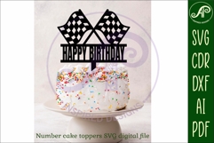 Checkered flag number cake toppers, 18 tops Product Image 3