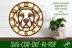 Golden labrador dog clock wall clock laser cut file Product Image 3
