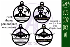Pilot and plane personalized Christmas Ornament SVG Product Image 3