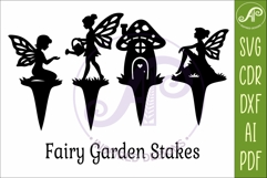 Fairy Garden Stakes SVG Designs| Cute Fairy &amp; Mushroom 2 Product Image 3