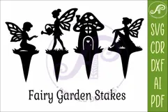 Fairy Garden Stakes SVG Designs| Cute Fairy & Mushroom 2 Product Image 3