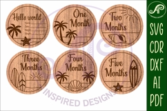Beach, surfer themed Baby monthly milestone discs SVG Product Image 3