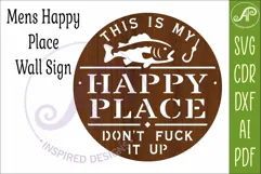 Funny Fishing Happy Place Sign SVG Man cave Wall art Product Image 3