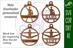 Male Cheerleading Christmas Ornament SVG laser cut Product Image 3