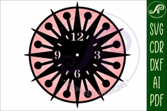 Mid century modern clock wall clock laser cut design 3 Product Image 3