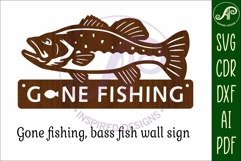 Gone fishing wall sign design laser cut Bass fish Product Image 3