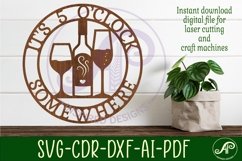 It&#039;s 5 o&#039;clock somewhere Wine wall sign, SVG file. Product Image 3