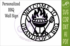 Welcome To Grandpop’s BBQ SVG. Grill Wall Sign Laser Cut Product Image 3