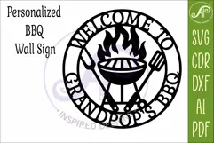 Welcome To Grandpop’s BBQ SVG. Grill Wall Sign Laser Cut Product Image 3