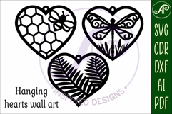 Hanging hearts wall sign, laser cut design 3 Product Image 3