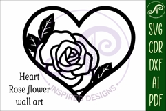 Rose flower heart wall sign, SVG file. Product Image 3