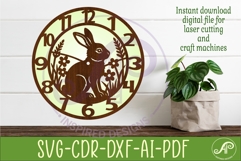 Garden Rabbit Wall Clock SVG, Laser Cut Clock Design Product Image 3