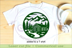 Mountain Cabin Forest Circle SVG Laser Cut File Cabin sign Product Image 3