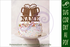 Personalized Beers cake topper SVG laser cut Product Image 3