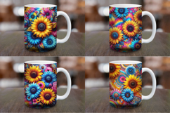 Mug Wrap Sublimation - neon sunflowers Product Image 1