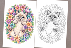 Cat coloring page for adults. Adult coloring page flowers Product Image 1