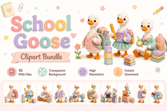 School Goose Clipart Bundle, Cute Back to School Goose PNG Product Image 1