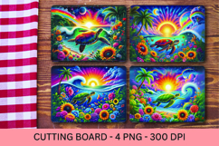 kitchen cutting board - turtle under the sea sunset Product Image 1
