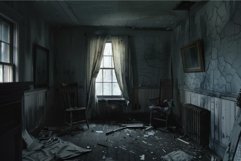 Abandoned room with decaying interiors Product Image 1