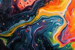 Abstract colorful fluid art with swirling patterns and bubbl Product Image 1
