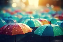 Cheerful colorful umbrellas. Generate Ai Product Image 1