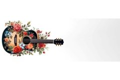 Acoustic guitar flowers banner. Generate Ai Product Image 1