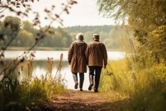 Vigorous Active senior walking nature. Generate Ai Product Image 1